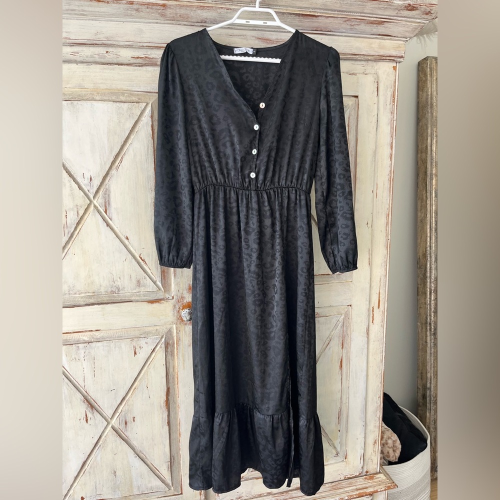 Animal print maxi slip on dress